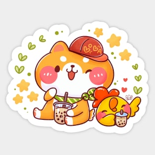 Cute Shiba Boba Sticker